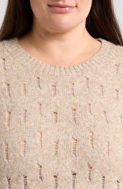 Wit & Wisdom Open Stitch Sweater In Heather Mocha