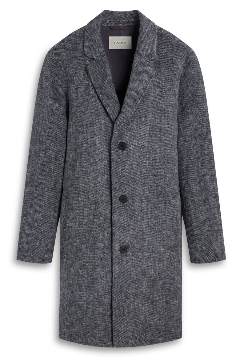 Herringbone Wool Blend Car Coat, Alternate, color, BLACK/ GREY