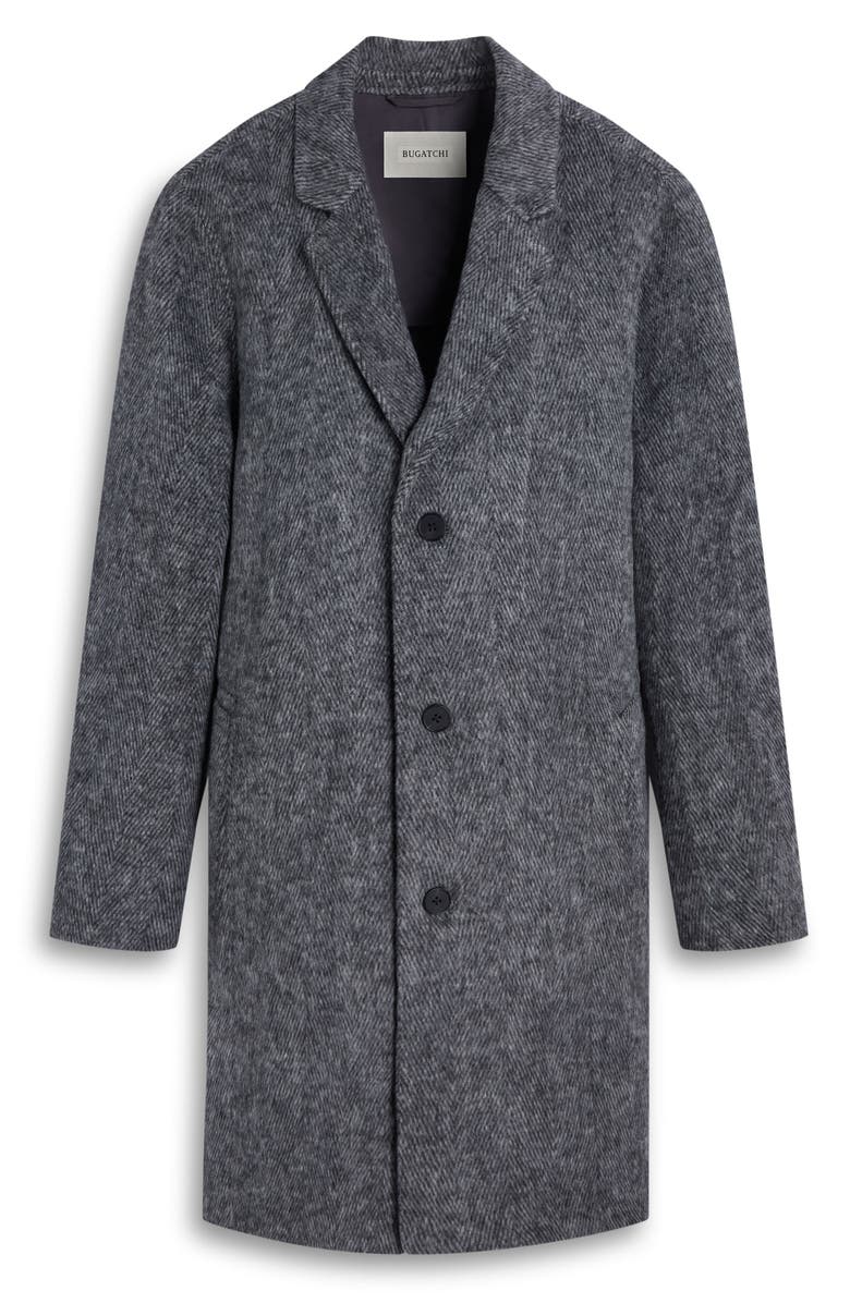 Bugatchi Herringbone Wool Blend Car Coat, Alternate, color, Black/ Grey