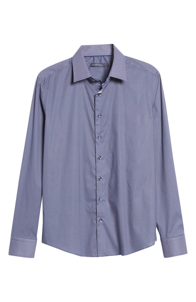 Stone Rose Geometric Print Stretch Button-Up Shirt, Alternate, color,