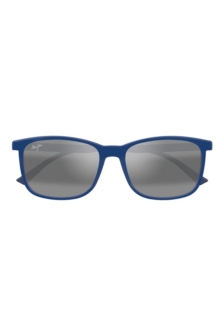 Hulili 57mm Polarized Rectangular Sunglasses, Main, color, MATTE BLUE