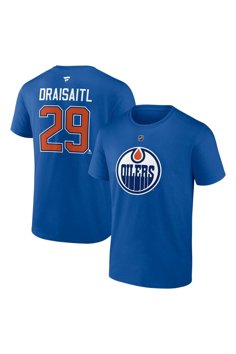 Men's Fanatics Leon Draisaitl Royal Edmonton Oilers Authentic Stack Name & Number T-Shirt, Main, color, Royal