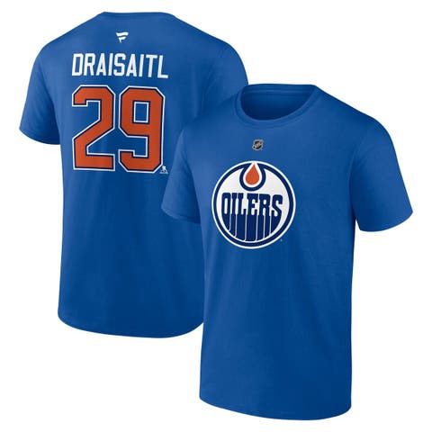 Men's Fanatics Leon Draisaitl Royal Edmonton Oilers Authentic Stack Name & Number T-Shirt