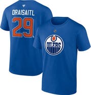 FANATICS Men's Fanatics Leon Draisaitl Royal Edmonton Oilers Authentic Stack Name & Number T-Shirt