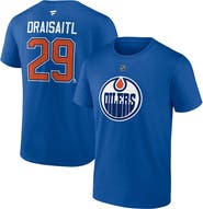 FANATICS Men's Fanatics Leon Draisaitl Royal Edmonton Oilers Authentic Stack Name & Number T-Shirt