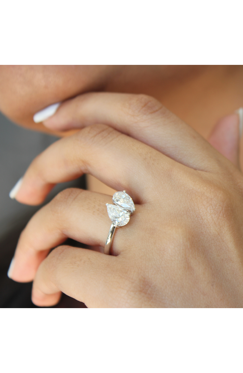 LuvMyJewelry Twin Flames 14K Gold Pear Cut Lab Grown Diamond Toi et Moi Ring - 2 ct, Alternate, color, 14K White Gold