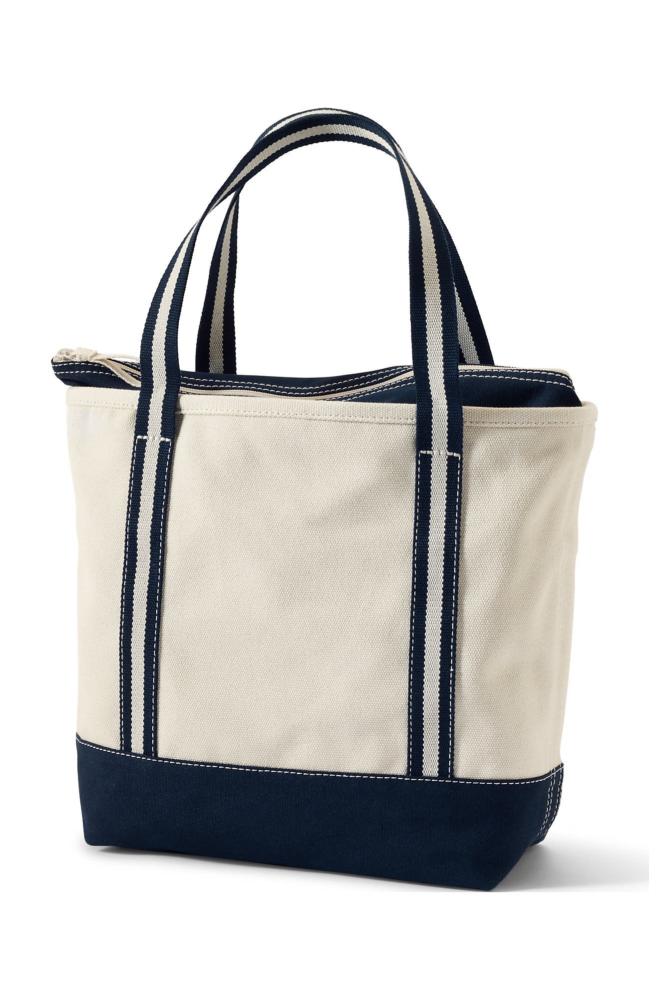 Zip Top Canvas Tote Bag, Alternate, color, Natural/Navy Stripe