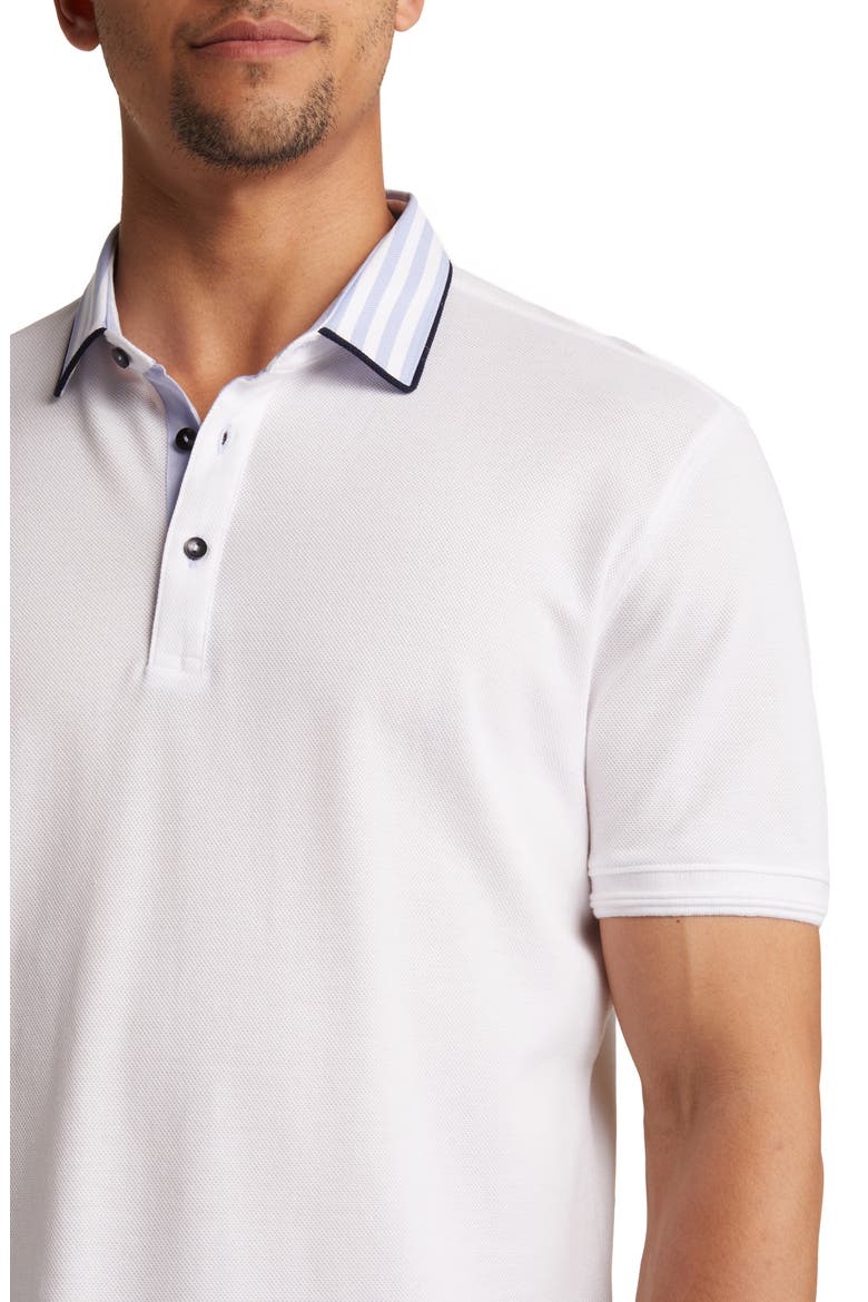 Trim Fit Stripe Collar Short Sleeve Polo, Alternate, color, WHITE