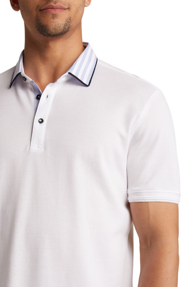 Lorenzo Uomo Trim Fit Stripe Collar Short Sleeve Polo, Alternate, color,