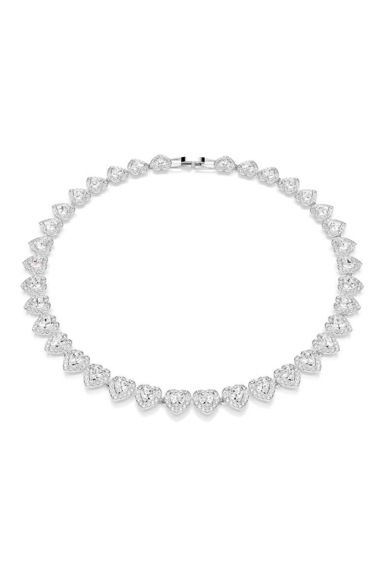 x Ariana Grande Angelic Crystal Heart Halo Collar Necklace, Main, color, WHITE/ SILVER
