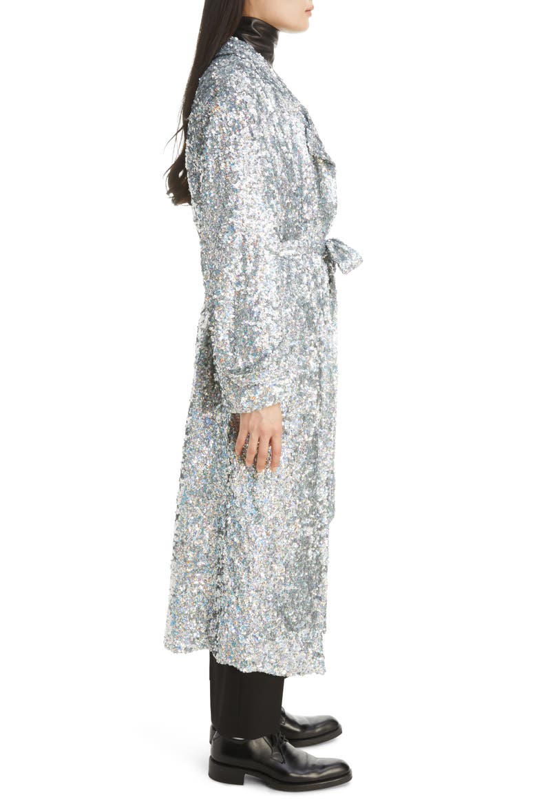 Ronas Quilt Lined Sequin Wrap Coat, Alternate, color, HOLOGRAM 21