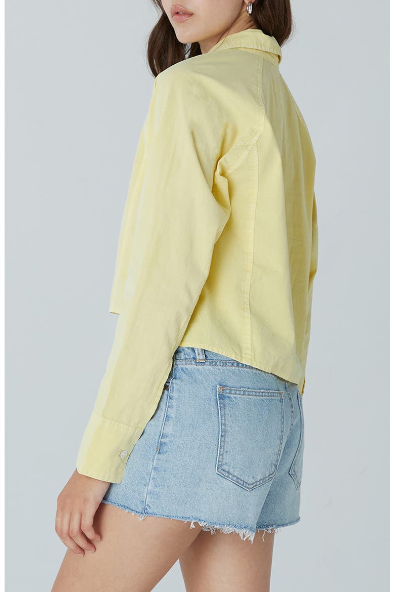 Colette Cotton Cropped Button-Up Shirt, Alternate, color, CITRINE