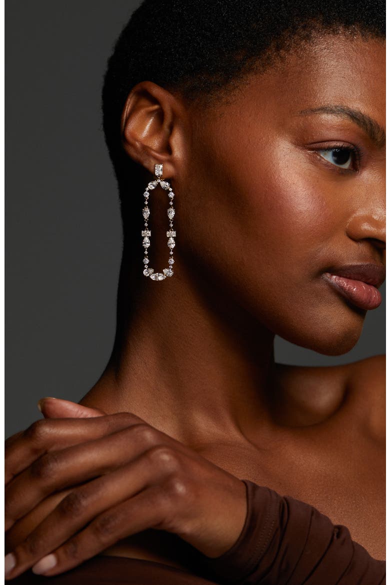 Everleigh Cubic Zirconia Frontal Swing Earrings, Alternate, color, RHODIUM
