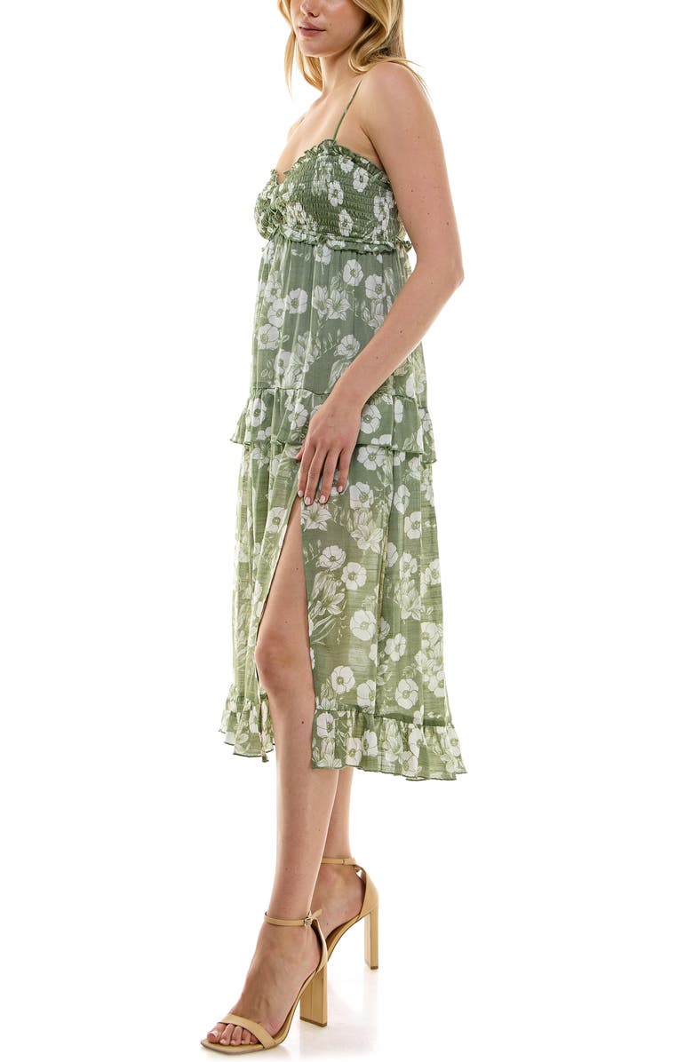 Row A Floral Smocked Midi Dress, Alternate, color, 