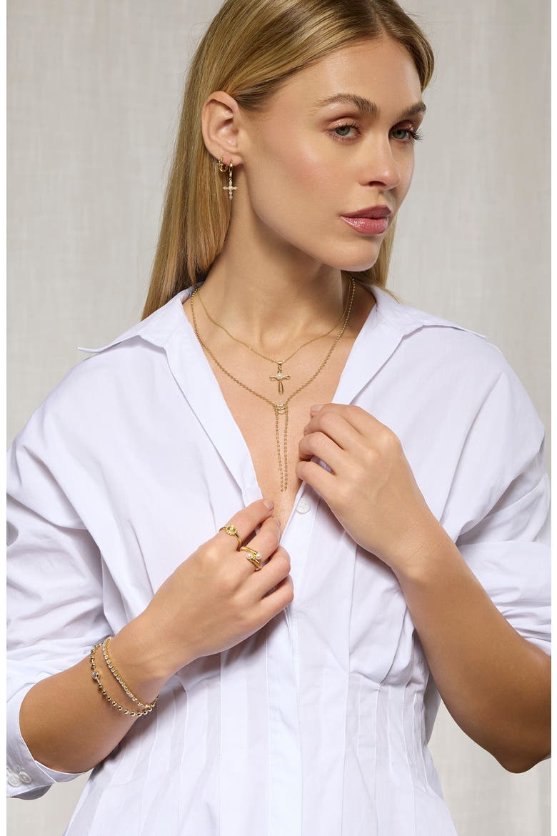 Cross Huggie Hoop Earrings, Alternate, color, GOLD