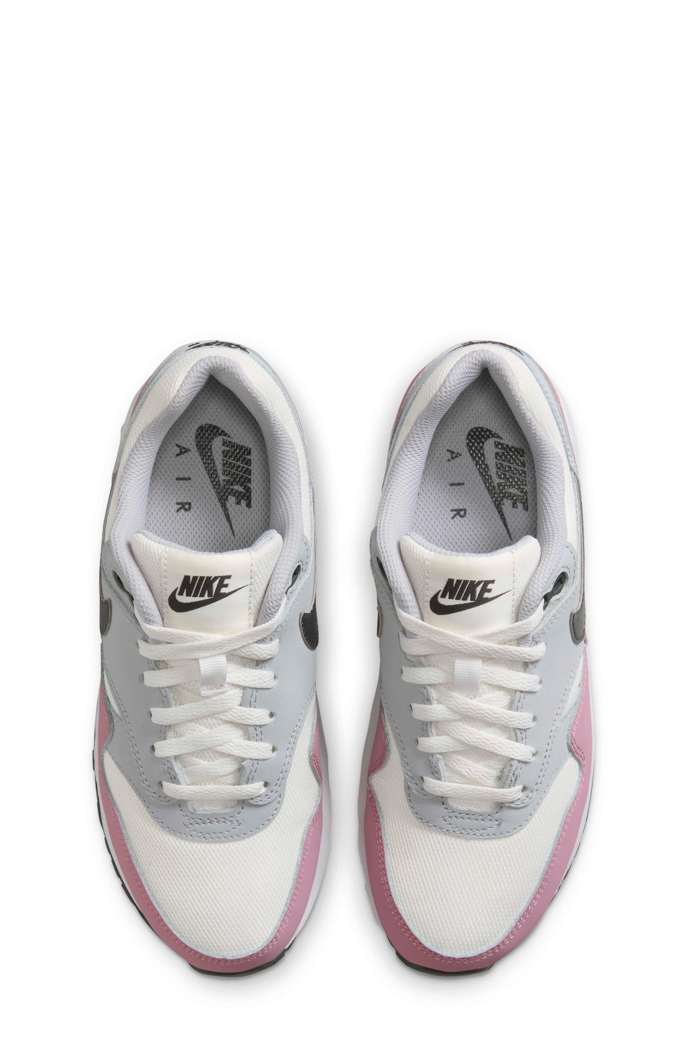 Nike Kids' Air Max 1 Sneaker, Alternate, color, Summit White/ Wolf Grey/ Grey