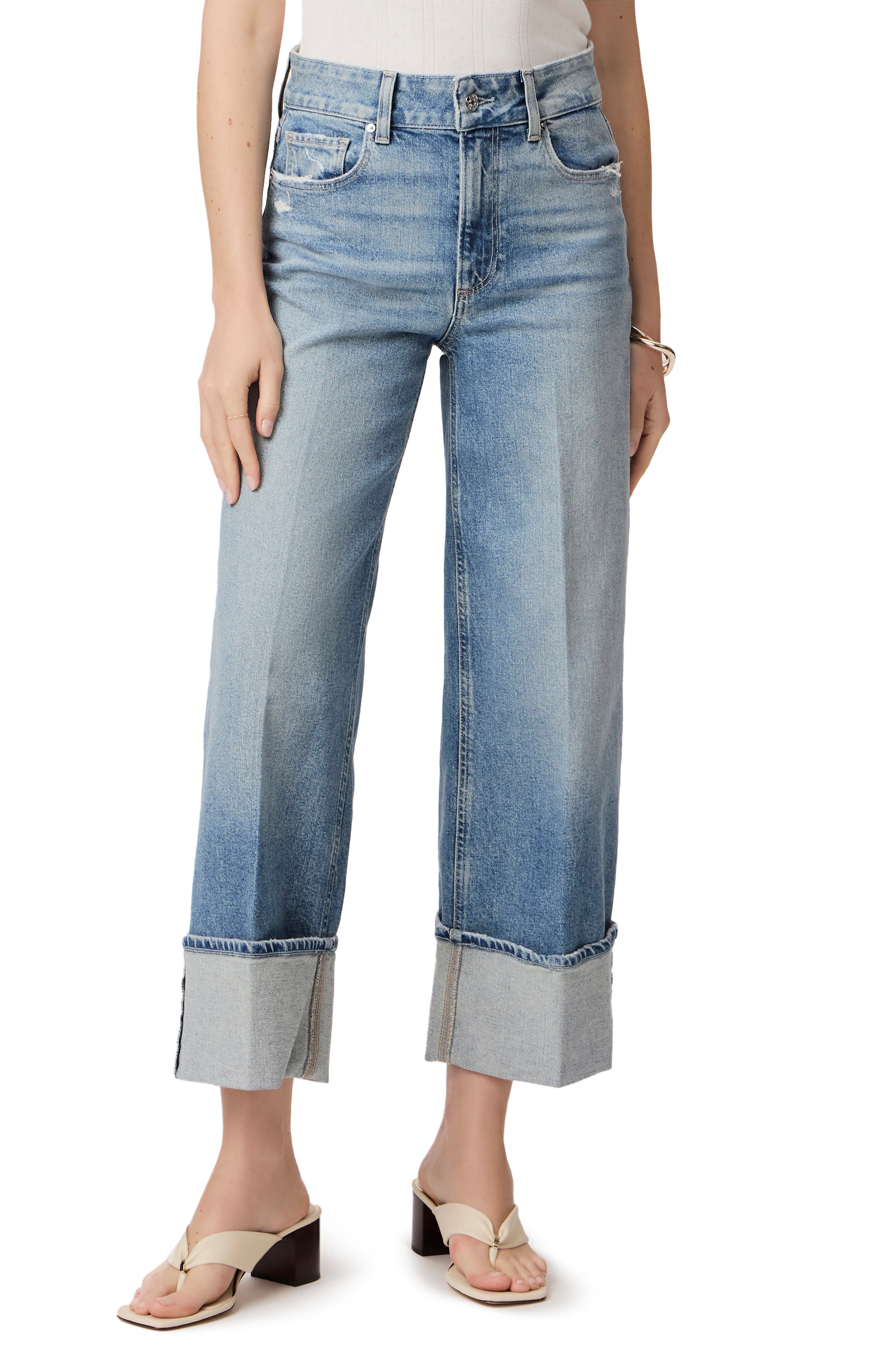 PAIGE Sasha Cuffed High Waist Wide Leg Jeans