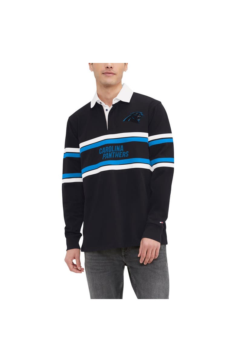 Tommy Hilfiger Men's Tommy Hilfiger Black Carolina Panthers Cory Varsity Rugby Long Sleeve T-Shirt, Main, color, 