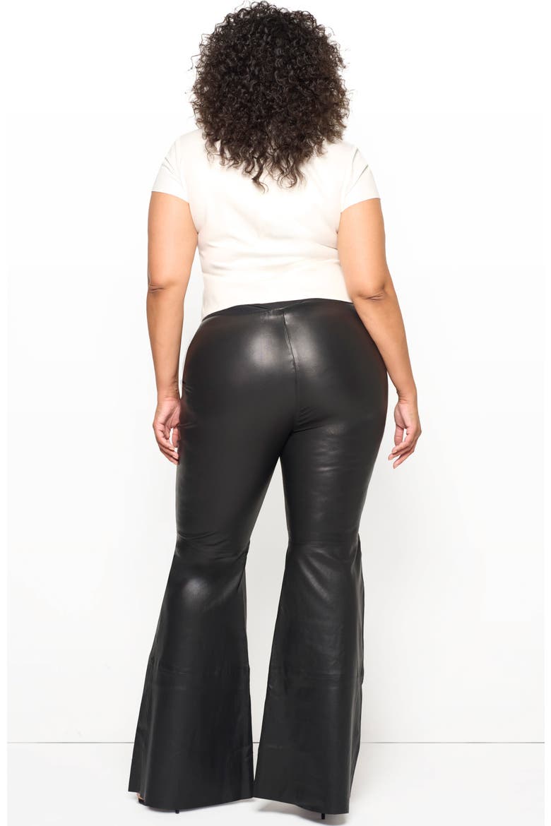 Kat Stretch Leather Bell Leggings, Alternate, color, Black