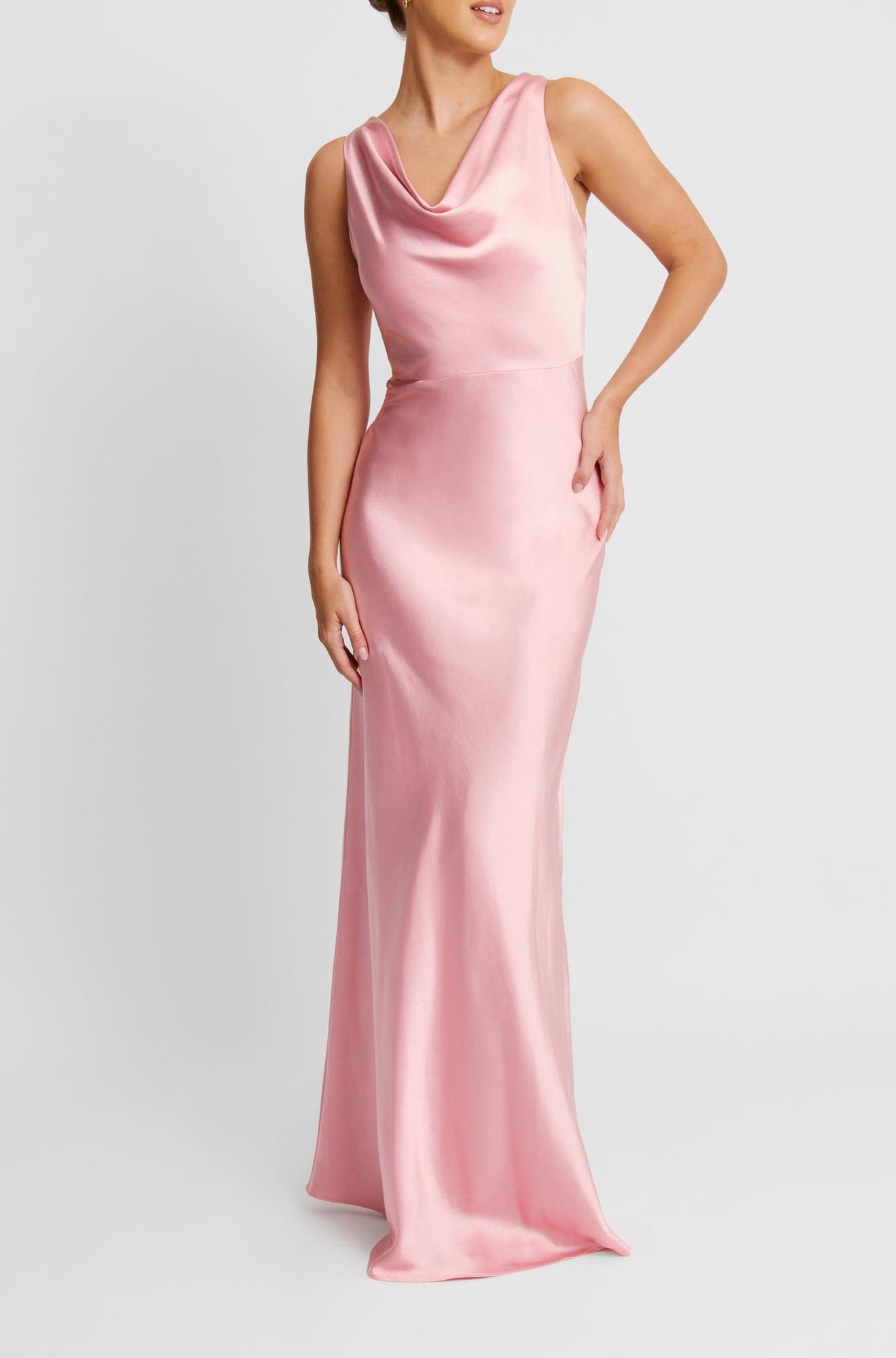 cowl front satin dress Satin Cowl Neck Maxi Dress