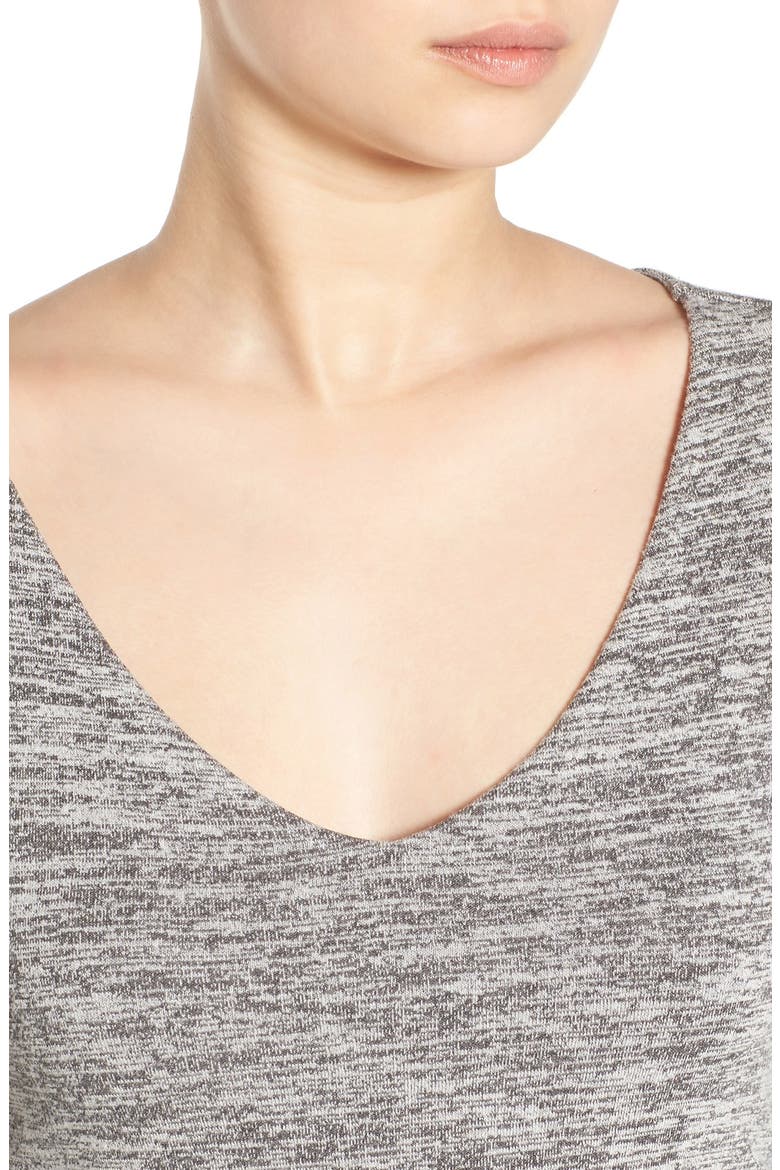 V-Neck Ruched Dress, Alternate, color, GREY CLOUDY HEATHER