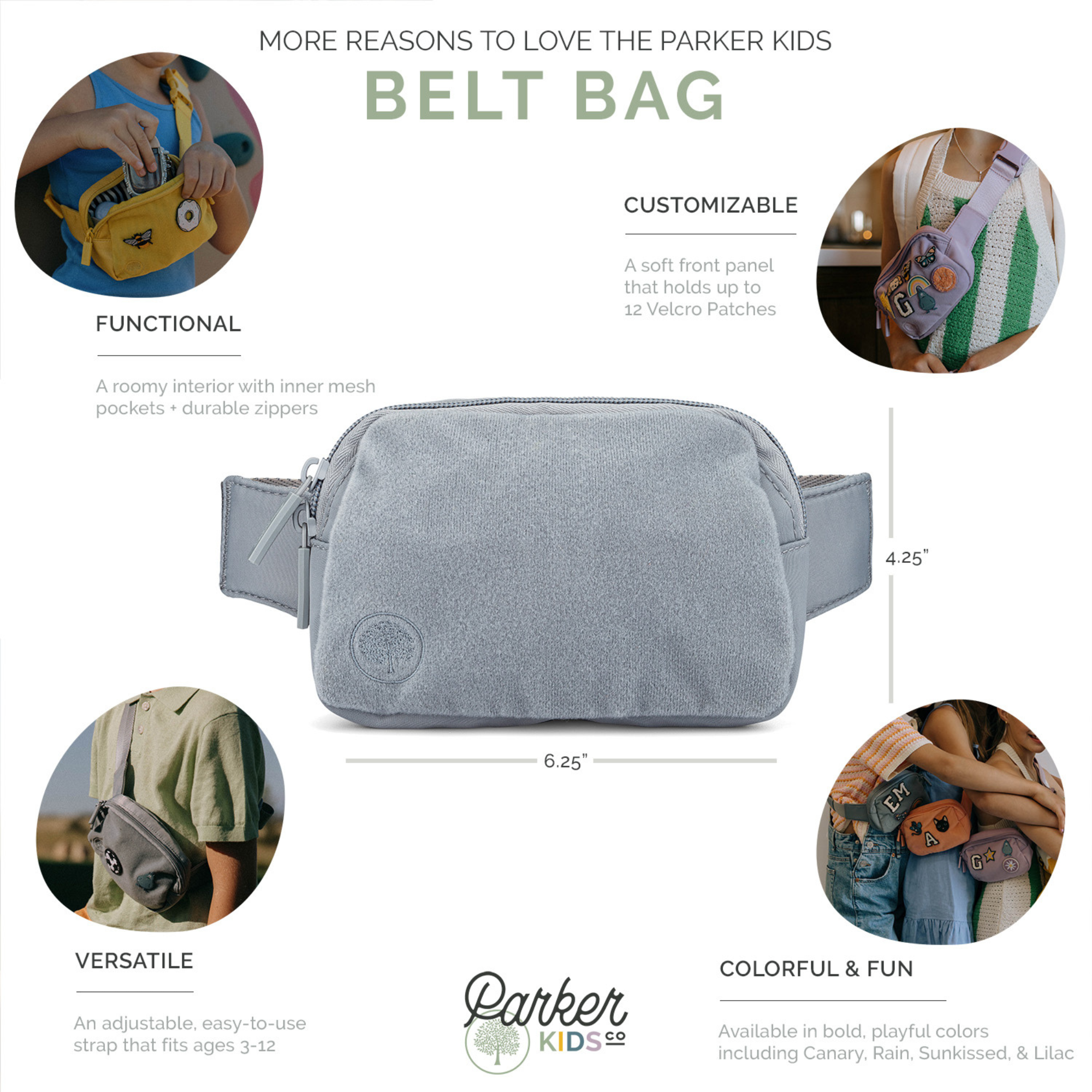 Parker Kids Co. Customizable Belt Bag + Patches - Out of This World Set, Alternate, color, Peacock