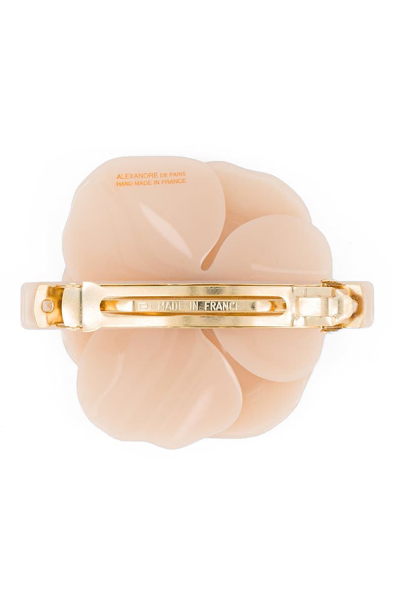 Alexandre de Paris Camelia acetate barette, Alternate, color, Beige