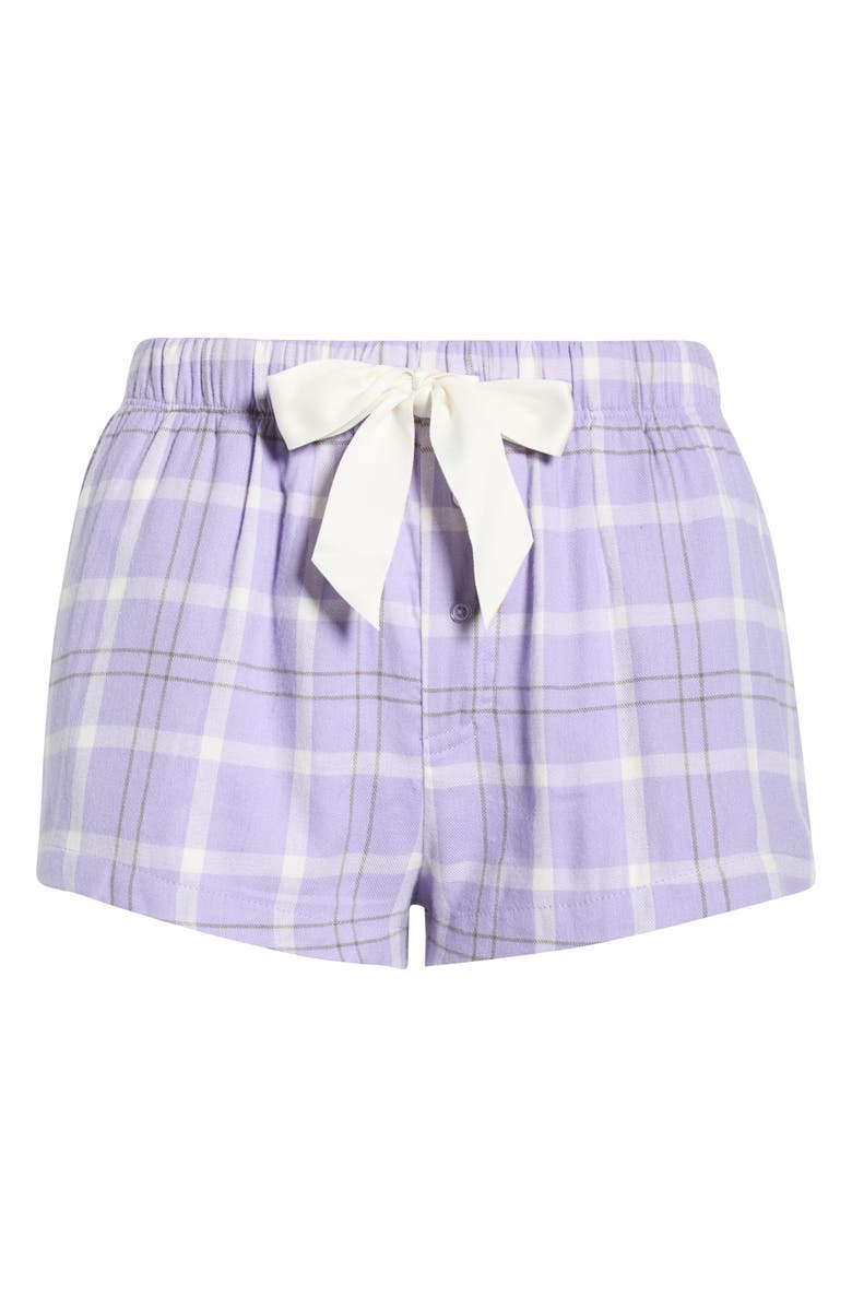 Florence by Mills Cozy Shortie Flannel Sleep Shorts, Alternate, color, Lavander Plaid