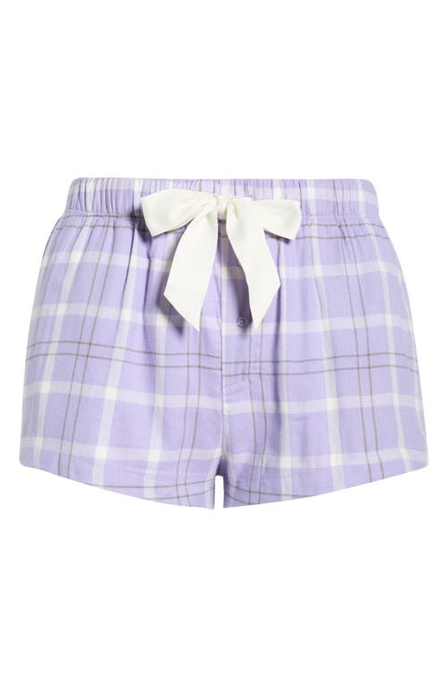 Florence By Mills Plaid Flannel Pajama Shorts In Purple