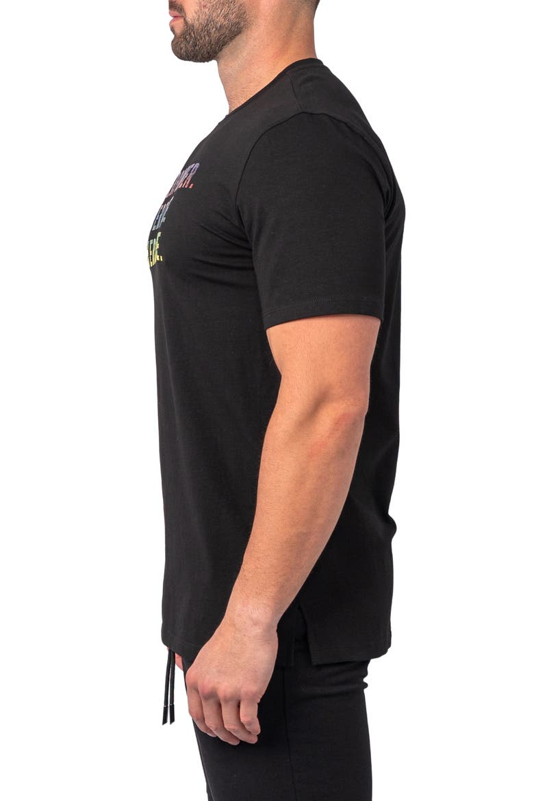 Rainbow Cotton Blend Graphic Tee, Alternate, color, BLACK