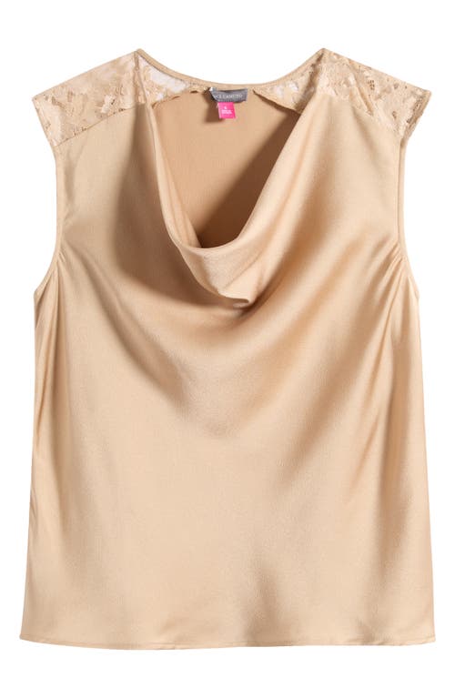 Vince Camuto Lace Trim Cowl Neck Sleeveless Top In Neutral