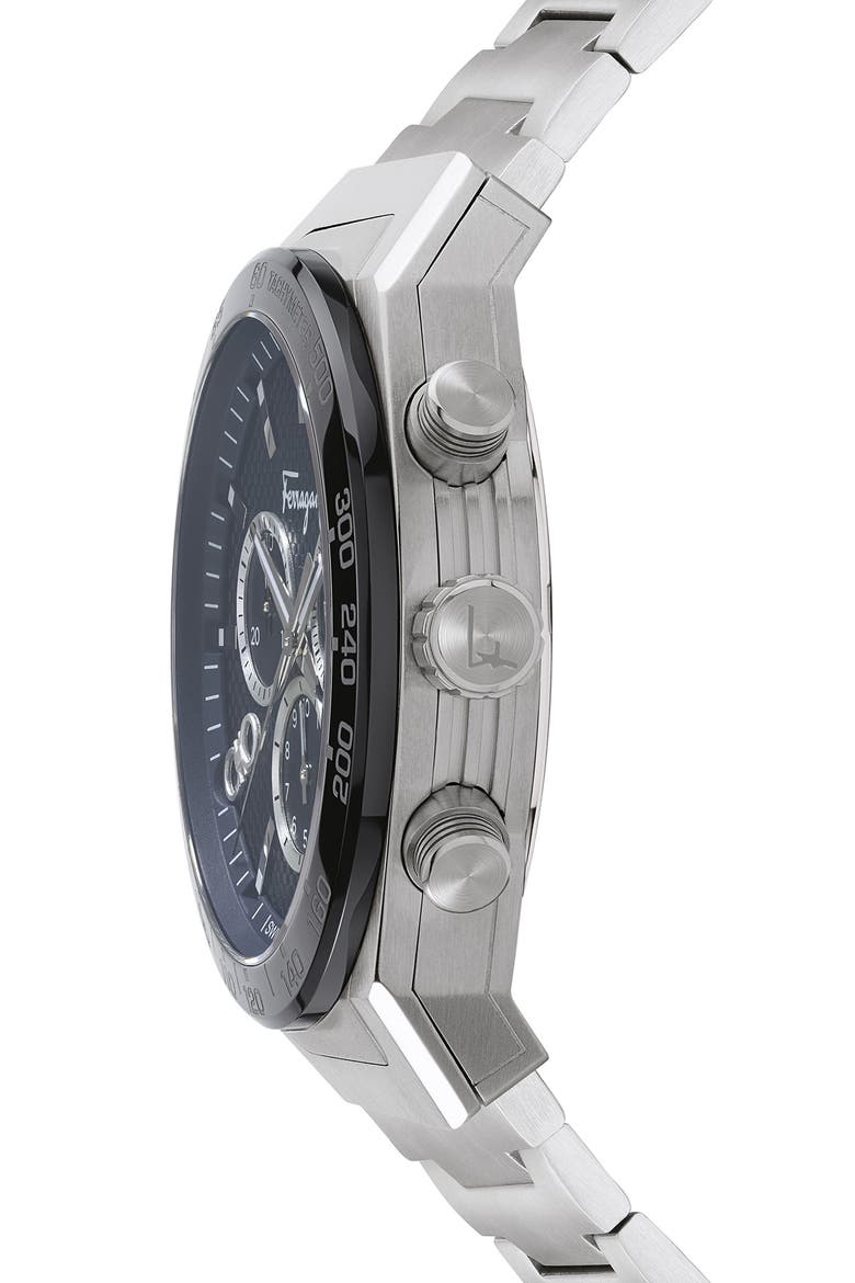 Salvatore Ferragamo SLX Chronograph Bracelet Watch, Alternate, color, SILVER/ BLUE/ BLACK