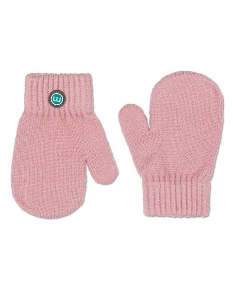 Kids Cozy Rayon-Blend Basic Ribbed Knit Mittens