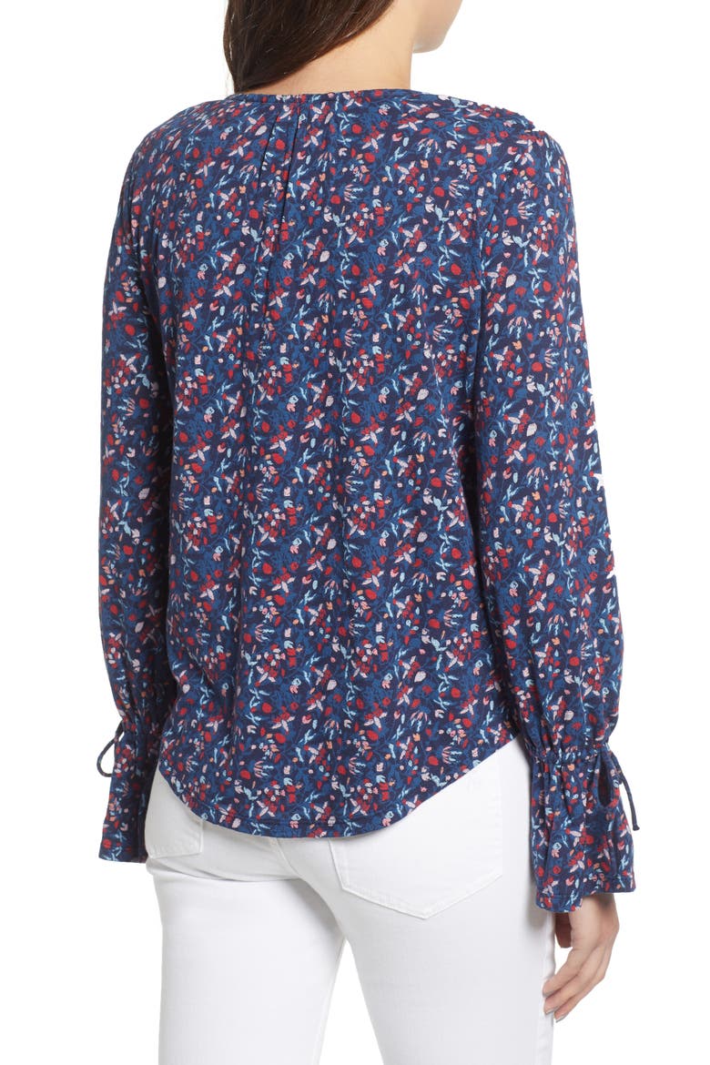 Tie Sleeve Blouse, Alternate, color, BLUE MULTI