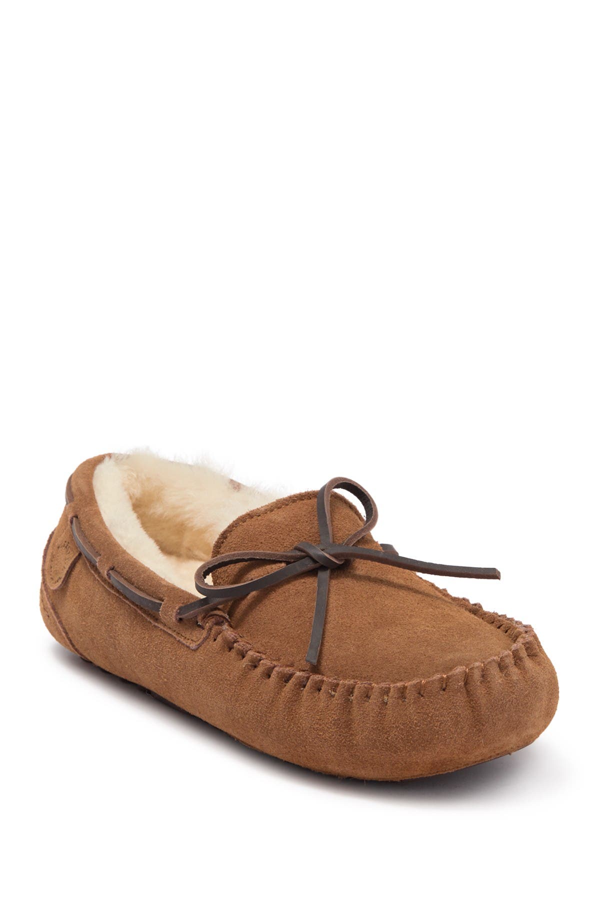 Victor Genuine Shearling Slipper - Wide Width Available, Main, color, CHESTNUT