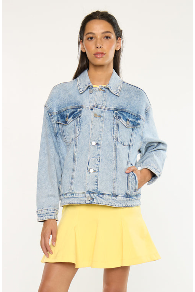 Illanie Oversized Denim Jacket, Main, color, Light Wash