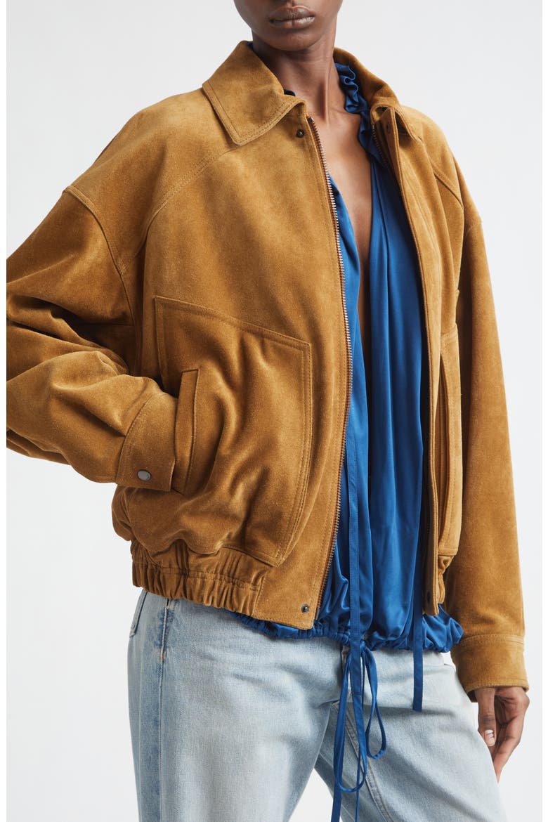 Suede Bomber Jacket, Alternate, color, BRUN CERF