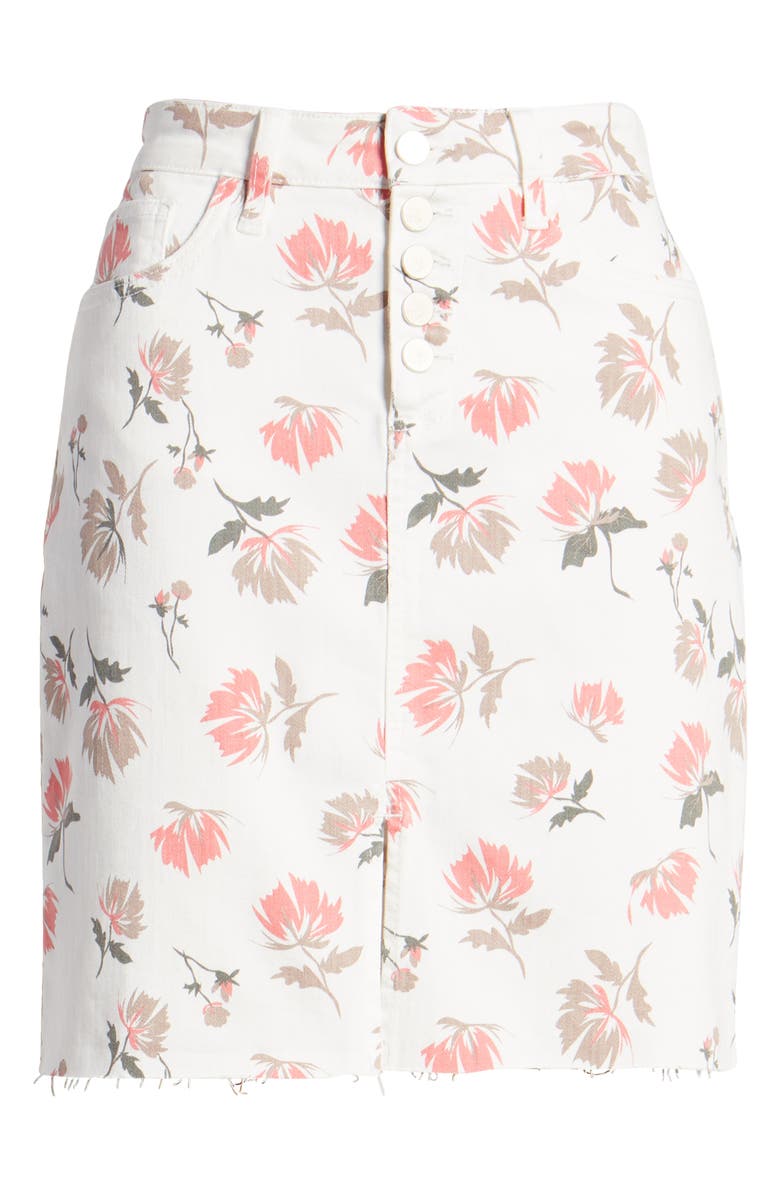 Wash Lab Denim Button Fly Skirt, Alternate, color, White Botanical Garden