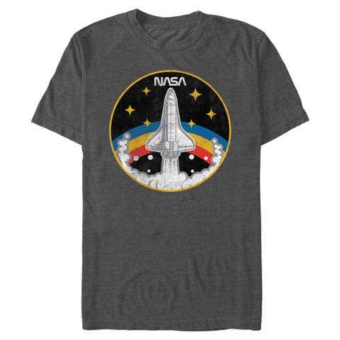 Men's NASA Distressed Rainbow Badge  Graphic T-Shirt