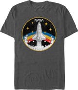 NASA Men's NASA Distressed Rainbow Badge  Graphic T-Shirt