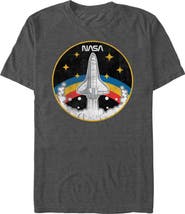 NASA Men's NASA Distressed Rainbow Badge  Graphic T-Shirt