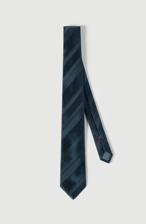 Regimental stripe silk tie