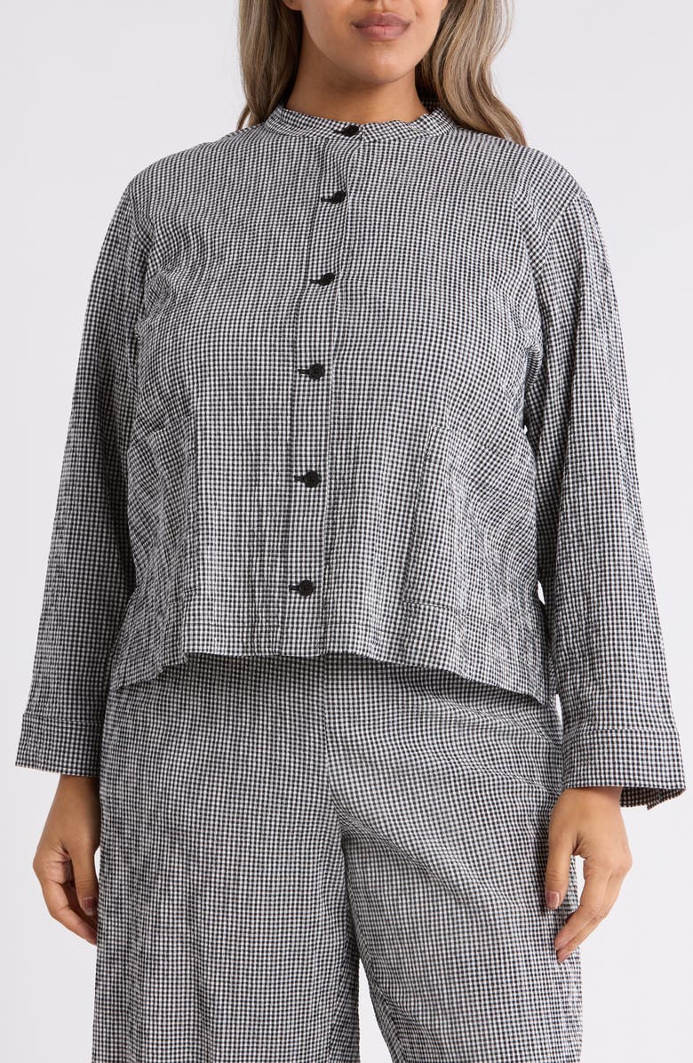 Eileen Fisher Check Print Jacket, Alternate, color, Black/ White