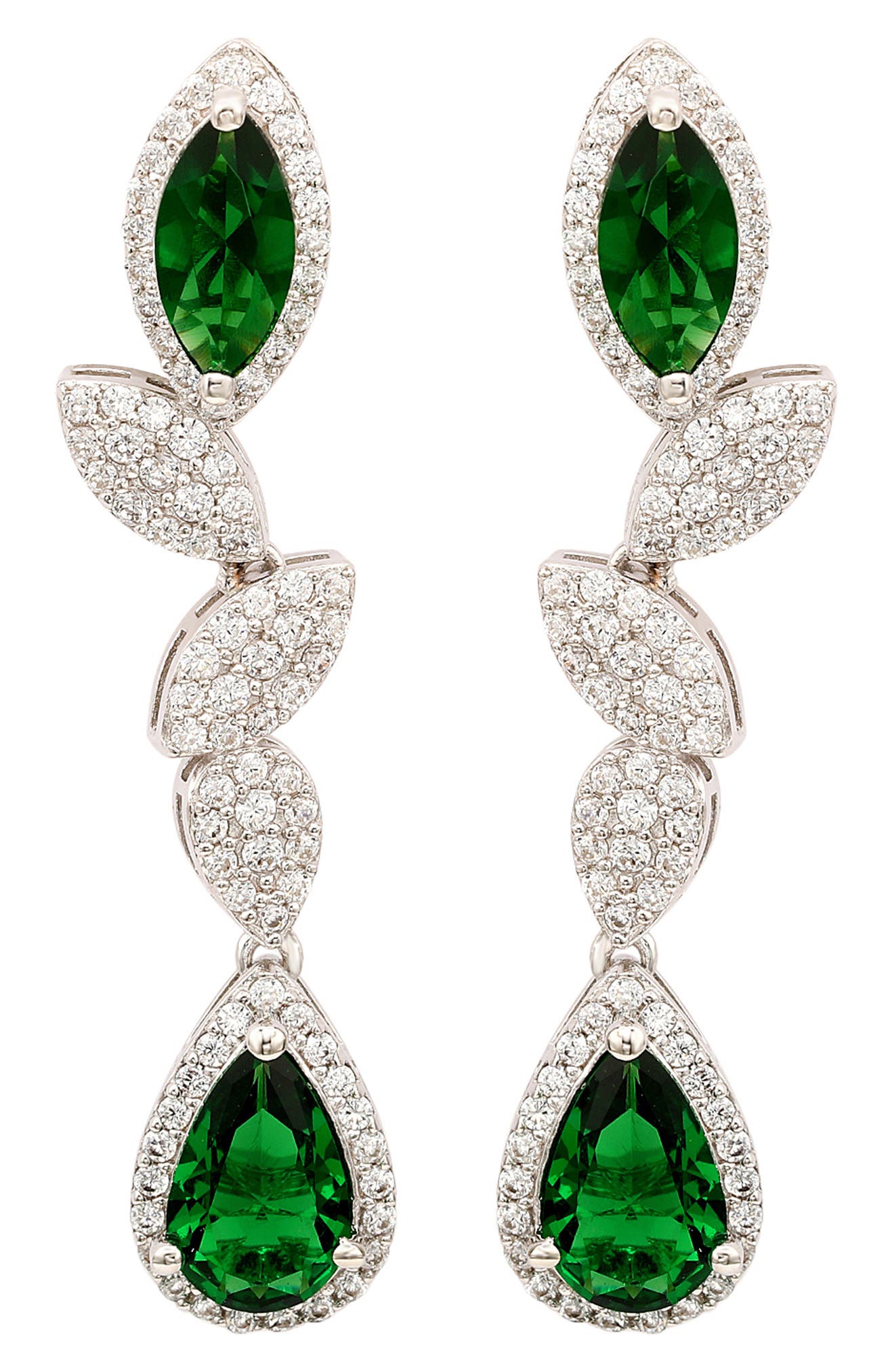 SUZY LEVIAN Sterling Silver Sapphire & Lab Grown White Sapphire Drop Dangle Earrings