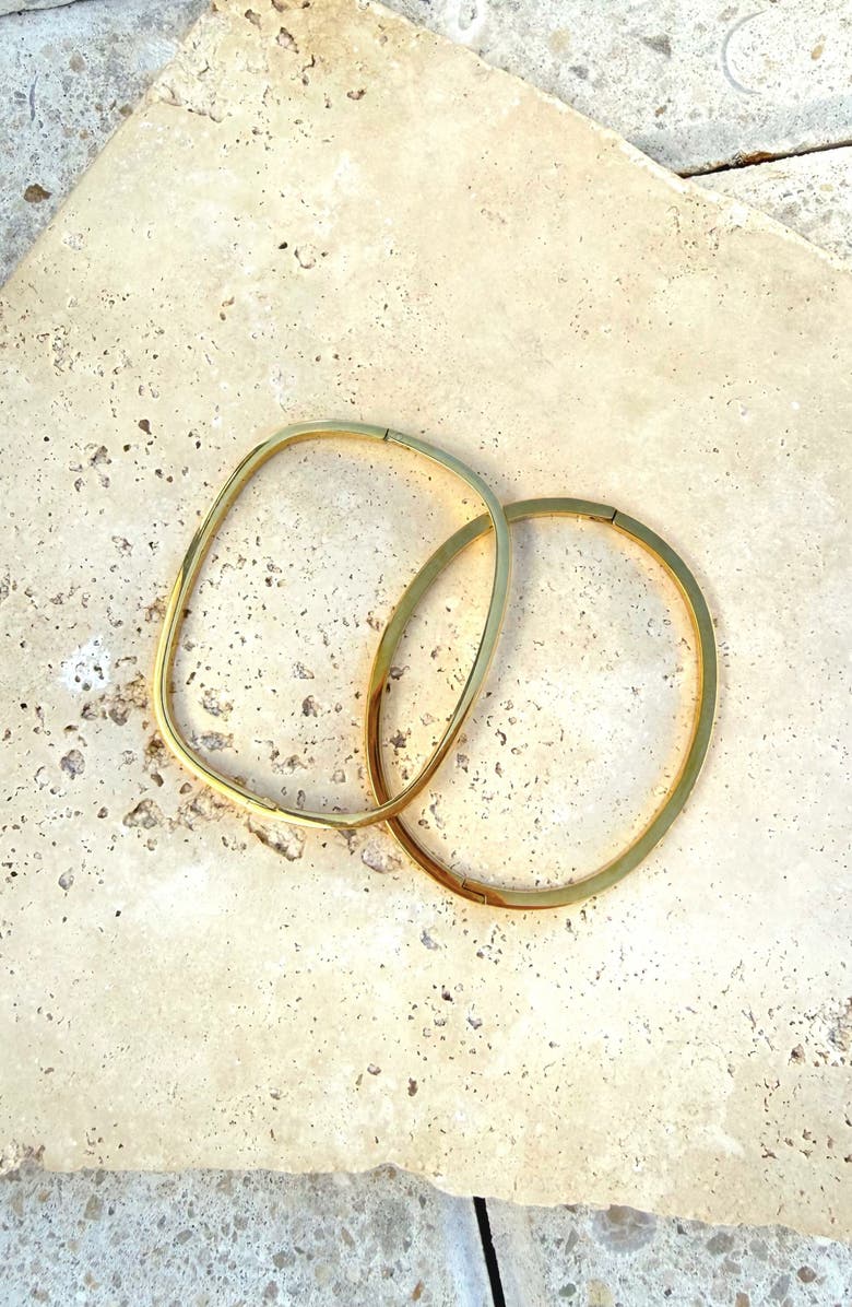 Adornia Set of 2 18K Gold Plated Square & Oval Bangle Bracelets, Alternate, color, Gold