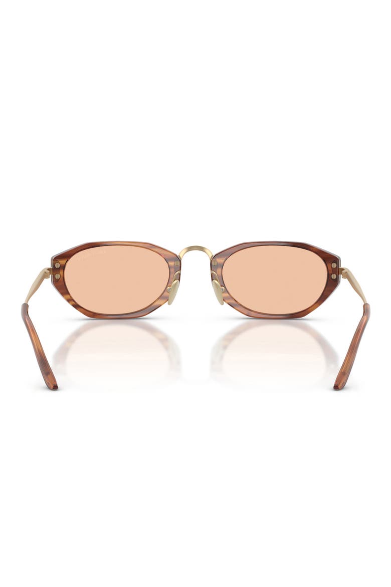 50mm Polarized Irregular Oval Sunglasses, Alternate, color, STRIPED BROWN / LIGHT BROWN