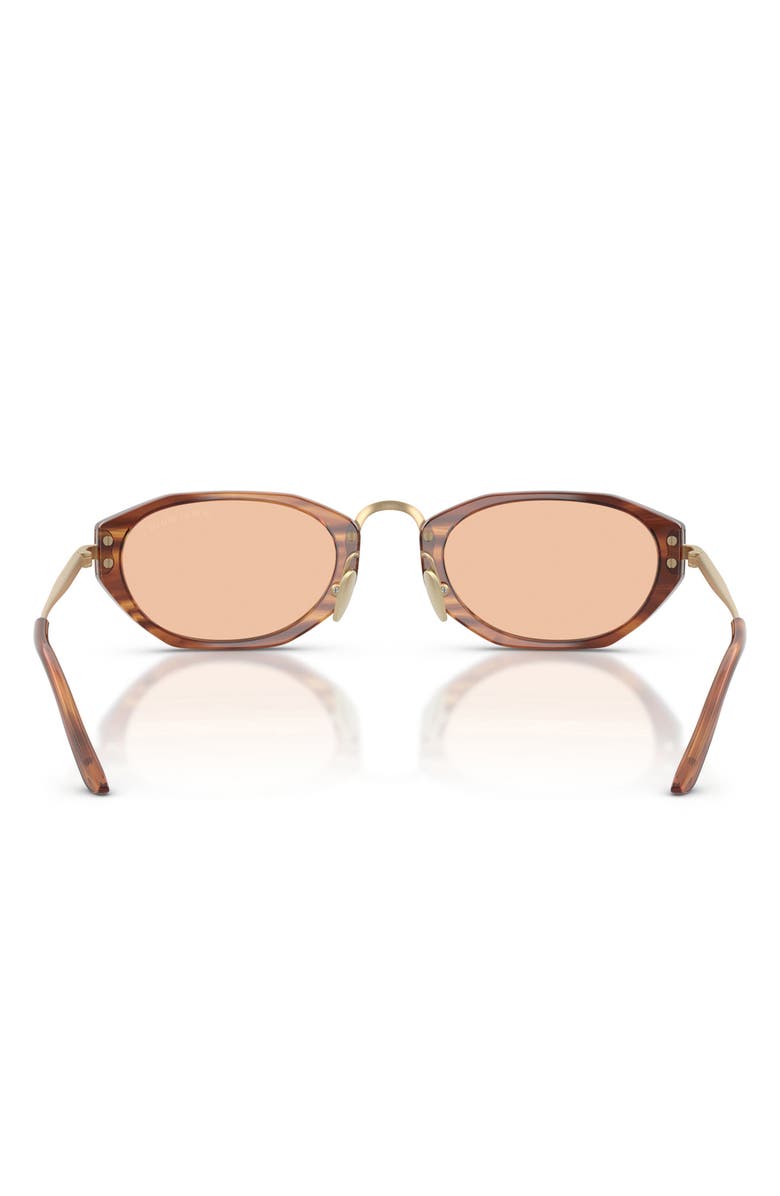 AX Armani Exchange 50mm Polarized Irregular Oval Sunglasses, Alternate, color, Striped Brown / Light Brown