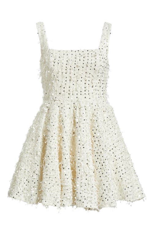 Sonya Moda Sequin Textured Fit & Flare Cocktail Minidress In Off White
