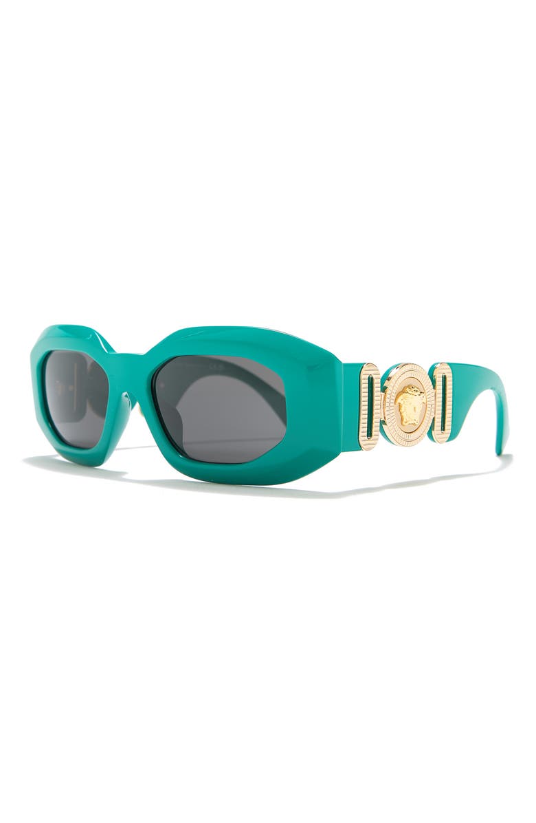 Versace 53mm Rectangular Sunglasses, Alternate, color, Turquoise
