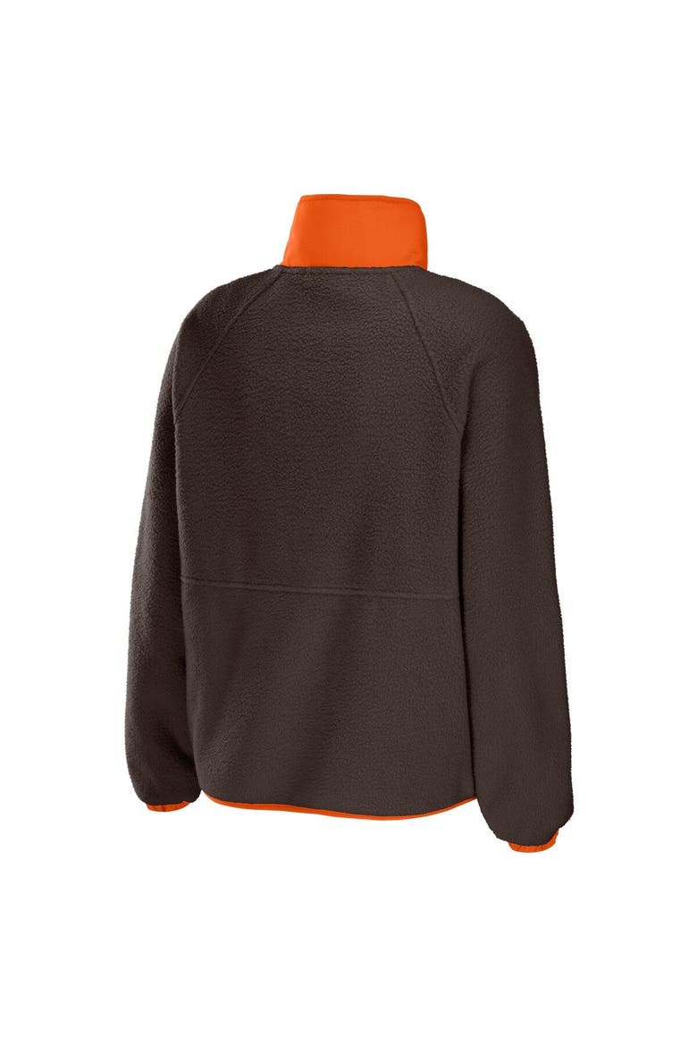 Women's WEAR by Erin Andrews Brown Cleveland Browns Polar Fleece Raglan Full-Snap Jacket, Alternate, color, Brown